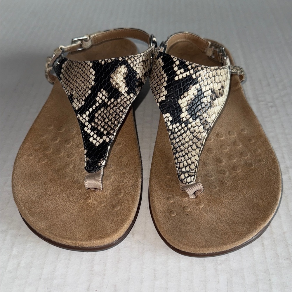Vionic Kirra Snakeskin Print T Strap Back Strap Sandals - Picture 8 of 12